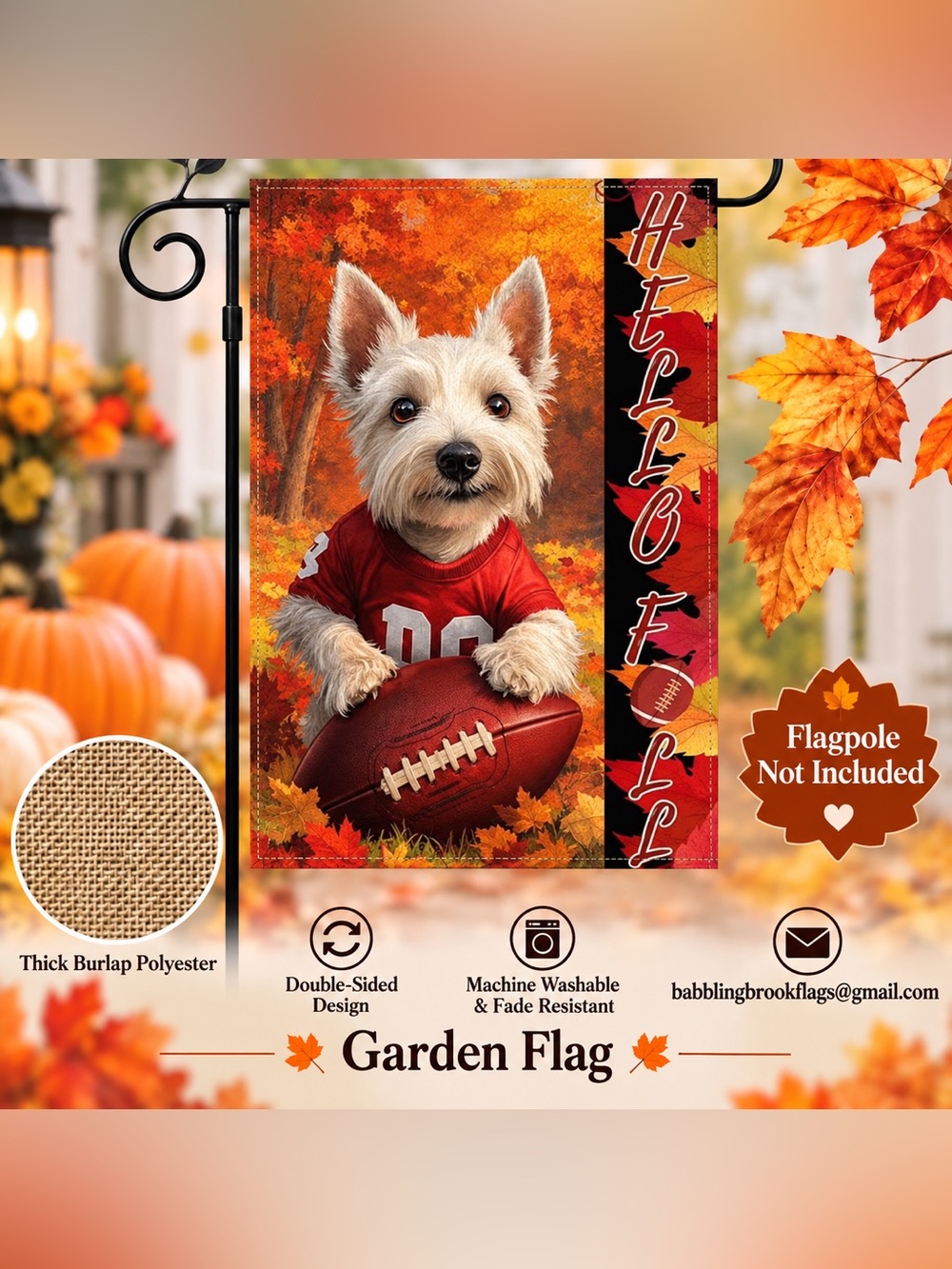 Garden Flag, Black Cat Starry Night Pumpkin, burlap, double-sided, 12“x18“